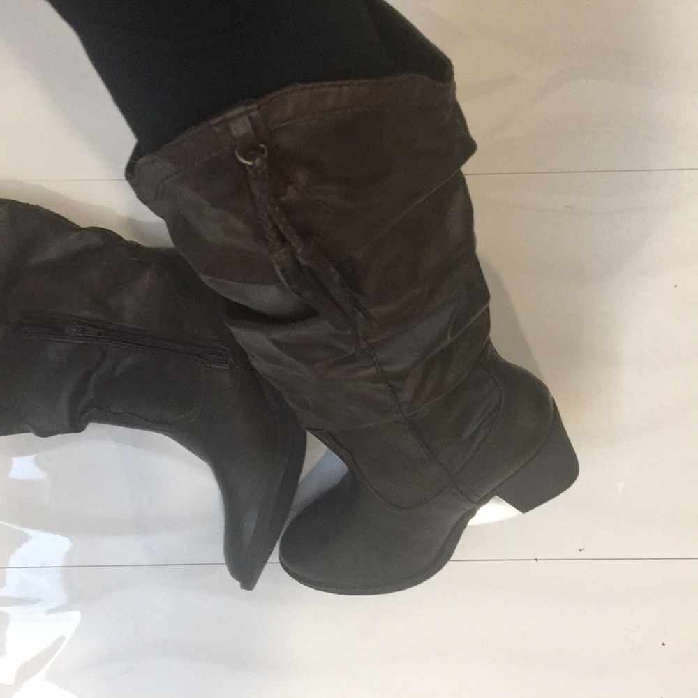 CALL IT SPRING Faux Leather Brown Cowboy Boots - Picture 4 of 14